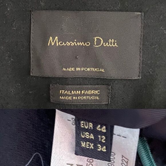 (SOLD) MASSIMO DUTTI Wool Collarless Zip Front Blazer Jacket Black 12 - Picture 7 of 8